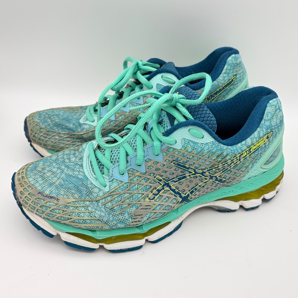 Asics Gel-Nimbus 17 Womens 8.5 Running Shoes Teal Grey Cross Trainer Cushioned